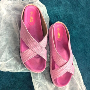 New Zhara Pink Crisscross Slide Sandals